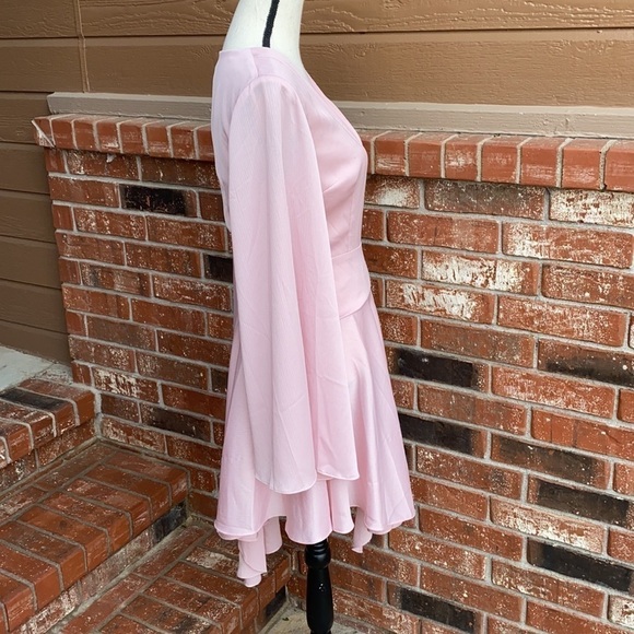 KEEPSAKE the Label NWT Oceans LS Asymmetrical Hem Wrap Mini Dress in Blush XS - Picture 2 of 9